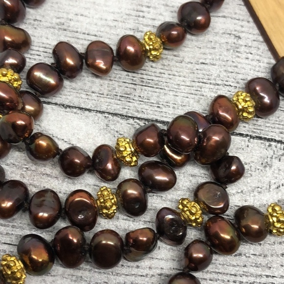 Retro freshwater pearls long infinity flapper necklace statement coastal boho - Picture 4 of 5